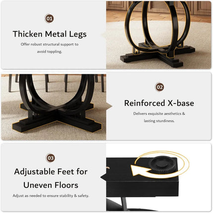 FurnitureZ l 59" Extendable Round Dining Table for Dining Room