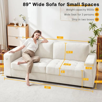 FurnitureZ l  89" Modern Comfy Sofa for Living Room