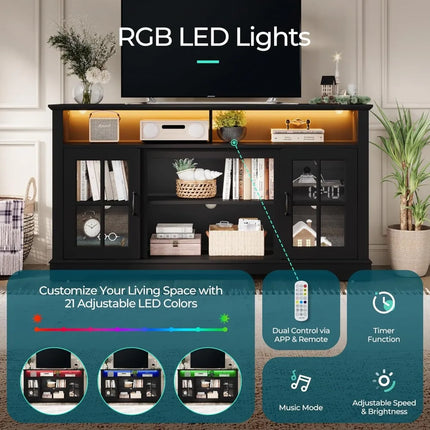 FurnitureZ l  Modern Farmhouse Style 65" TV Stand for Living Room