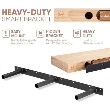 FurnitureZ l  Premium White 42" Wall-Mounted Solid Wood Floating Shelf for Kitchen, Home Office
