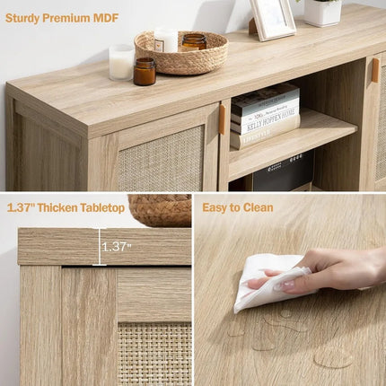 FurnitureZ l  59" Rattan TV Stand for Living Room, Bedroom