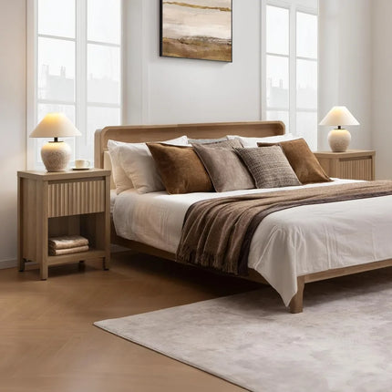 FurnitureZ l  Fluted Nightstands Table in Farmhouse Style for Living Room, Bedroom