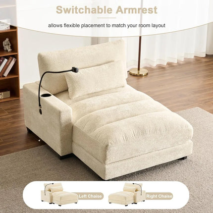 FurnitureZ l  Spacious Indoor Chaise Lounge Sofa for Living Room, Bedroom