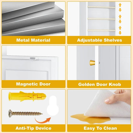 FurnitureZ l  White Metal Tall Pantry Cabinet for Kitchen, Dinng Room