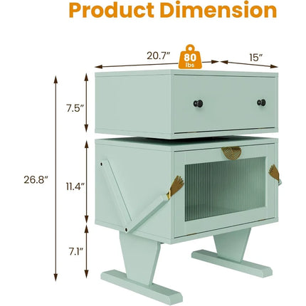 FurnitureZ l  Large Nightstand with LED Lights for Bedroom, Children