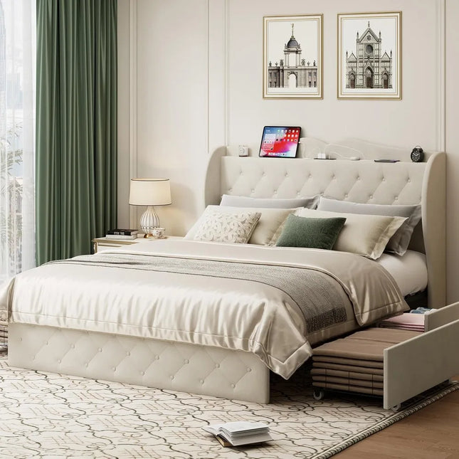 FurnitureZ l  Queen Size Bed Frame for Bedroom