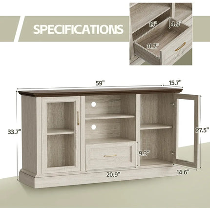 FurnitureZ l  70" Farmhouse Style Entertainment TV Stand for Living Room