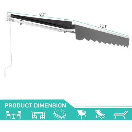 FurnitureZ l  13' x 8' Awning for Patio for Outdoor