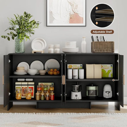 FurnitureZ l  Farmhouse Style Curved Sideboard for Living Room, Dining Room