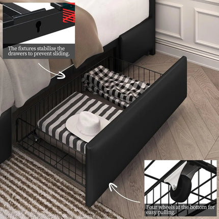 FurnitureZ l  Queen Platform Bed Frame for Bedroom