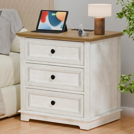 FurnitureZ l  Nightstand with Charging Station for Bedroom