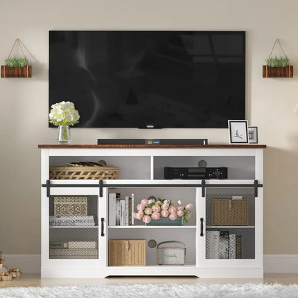 FurnitureZ l  58" Farmhouse Style TV Stand for Living Room, Bedroom