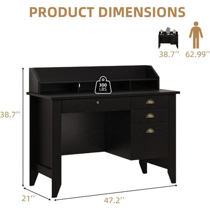 FurnitureZ l Black Desk for Home Office