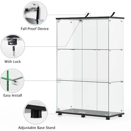 FurnitureZ l  Floor Standing Glass Display Cabinet for Living Room, Dining Room