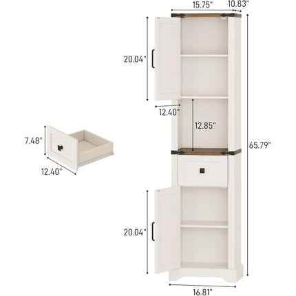 FurnitureZ l 66" Tall Farmhouse Storage Cabinet for Bathroom