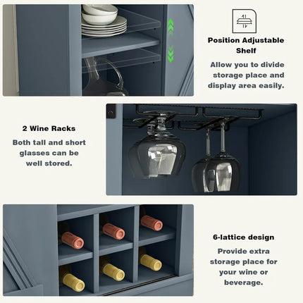 FurnitureZ l  Farmhouse 32" Wine Cabinet for Dining Room