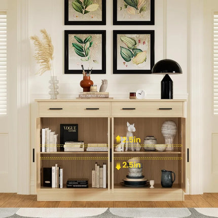 FurnitureZ l  Oak Buffet Cabinet  for Living Room, Dining Room