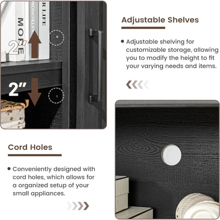 FurnitureZ l  Large Black Farmhouse Style TV Stand for Living Room, Bedroom