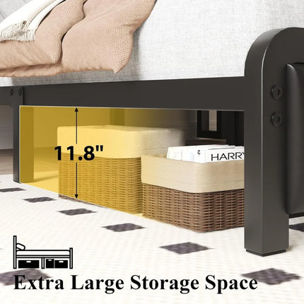 FurnitureZ l  Queen-Sized Upholstered Bed Frame for Bedroom