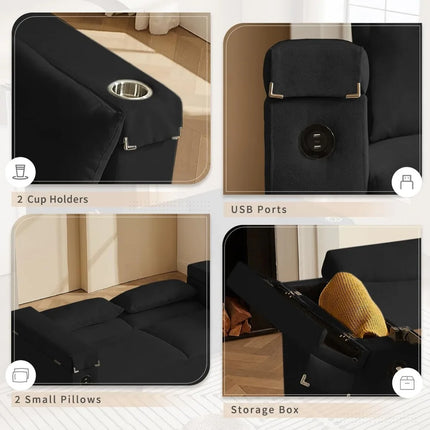 FurnitureZ l  66" Pullout Couch Sleeper Sofa for Living Room