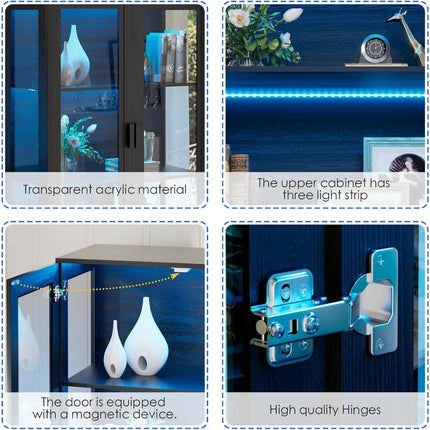 FurnitureZ l  67" Tall Acrylic Door Display Cabinet for Living Room, Dining Room