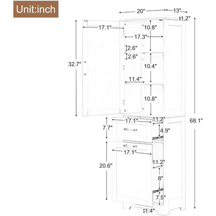 FurnitureZ l  Tall Storage Display Organizer for Dining Room, Kitchen