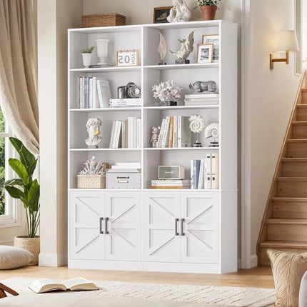 FurnitureZ l  White Bookshelf for Living Room, Dining Room, Home Office