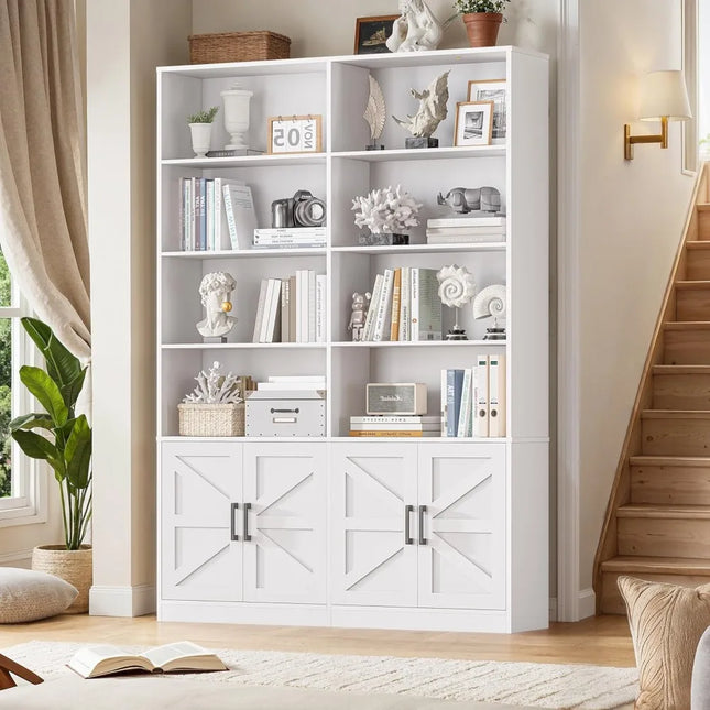 FurnitureZ l  White Bookshelf for Living Room, Dining Room, Home Office