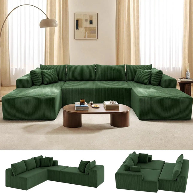 FurnitureZ l  134" Cloud Couch U-Shaped Sectional Sofa for Living Room