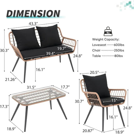 FurnitureZ l  4 Pieces Patio Furniture Set for Outdoor