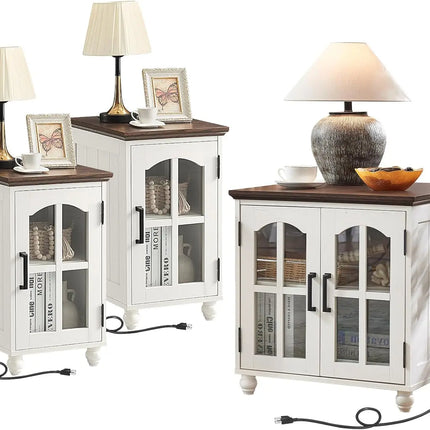 FurnitureZ l  18'' Narrow Side Table and 24" Large Sofa Side Table for Bedroom, Living Room