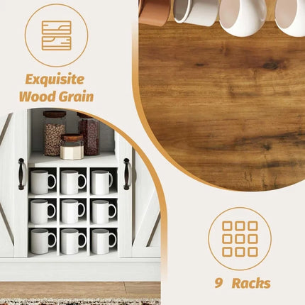 FurnitureZ l Farmhouse Coffee Bar Cabinet for Kitchen, Dining Room