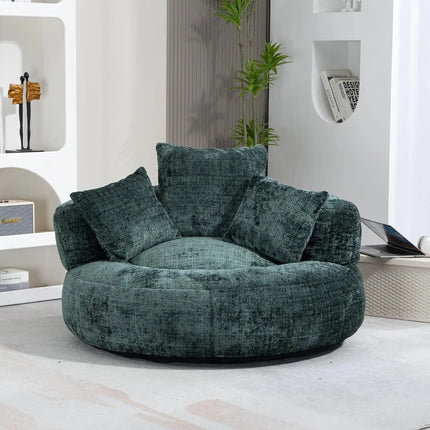 FurnitureZ l  43" W Comfort Round Bean Bag Sofa with 3 Pillows for Living Room, Bedroom