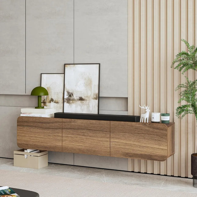 FurnitureZ l  Modern Mid-Century Floating TV Stand for Living Room, Bedroom