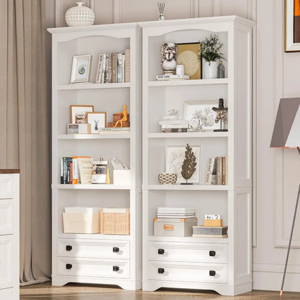 FurnitureZ l  White Bookcase for Living Room, Bedroom, Home Office