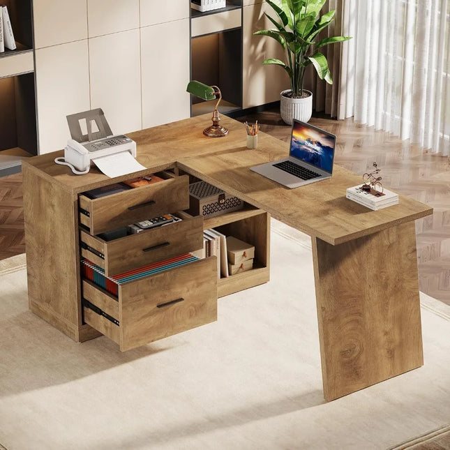 FurnitureZ l  55" L Shaped Computer Desk for Home Office