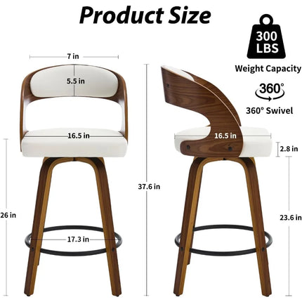 FurnitureZ l  26" Swivel Bar Stools Set of 2 for Dining Room