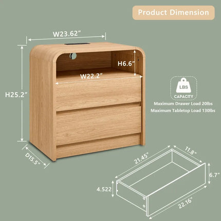 FurnitureZ l  Modern 25" Tall Nightstand Table for Living Room, Bedroom