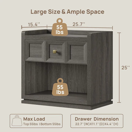 FurnitureZ l  Modern Large 26" Wide Nightstands Table Set for Living Room, Bedroom