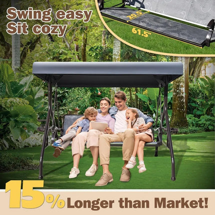 FurnitureZ l  3 Person Patio Swing Outdoor Swing for Outdoor