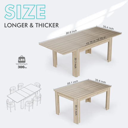 FurnitureZ l  55.1"-86.6" Extendable Table for 6-10 Person for Dining Room, Home Office