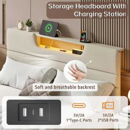 FurnitureZ l  Contemporary Queen Bed Frame for Bedroom