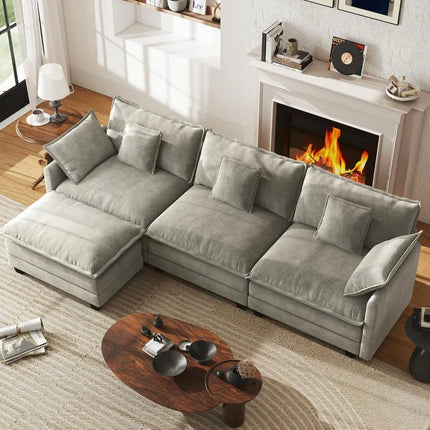 FurnitureZ l  111.4” Cloud Modular Sectional Sofa for Living Room