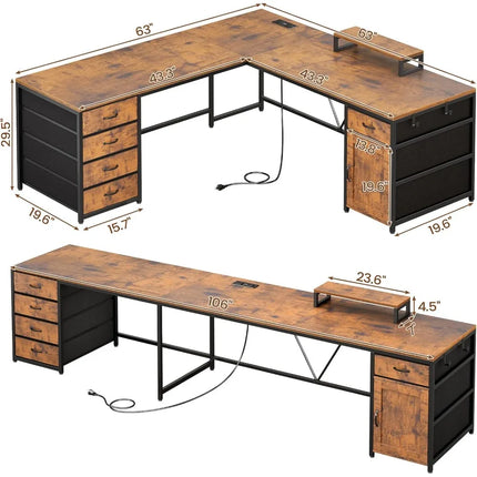 FurnitureZ l  L Shaped Computer Desk for Home Office