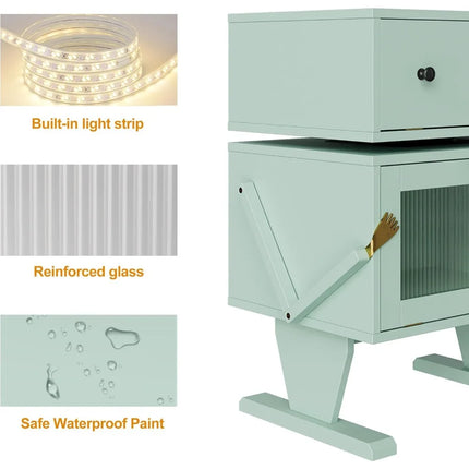 FurnitureZ l  Large Nightstand with LED Lights for Bedroom, Children