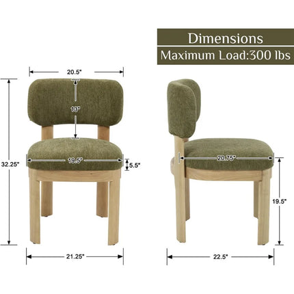 FurnitureZ l  Green Upholstered Dining Chairs Set of 2 for Dining Room