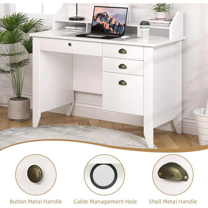 FurnitureZ l  White Desk for Home Office