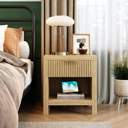 FurnitureZ l  Pair of Mid-Century Modern Wooden Farmhouse Bedside Table for Living Room, Bedroom