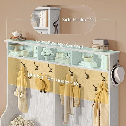 FurnitureZ l  Multi-Functional Entryway Bench with Coat Rack, Shoe Storage