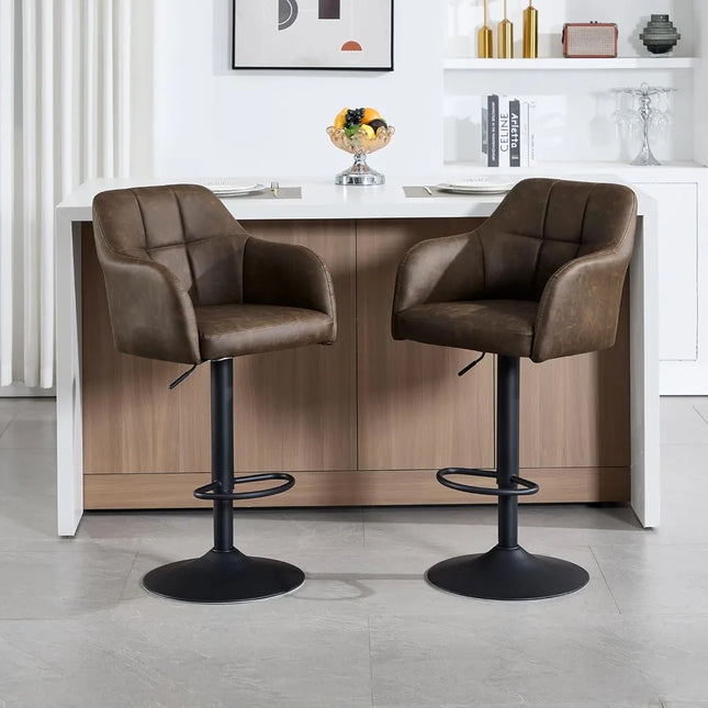 FurnitureZ l  Modern Leather Counter Height Bar Stools for Dining Room